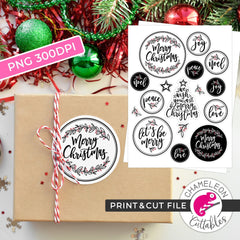 Print and Cut Christmas Stickers PNG Print and Cut