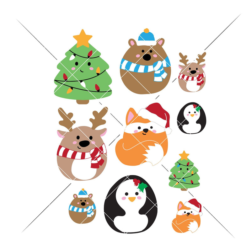 Print and Cut Cute Christmas Animal Stickers PNG Print and Cut