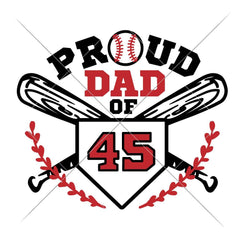 Proud Baseball Dad jersey number svg png dxf eps SVG DXF PNG Cutting File