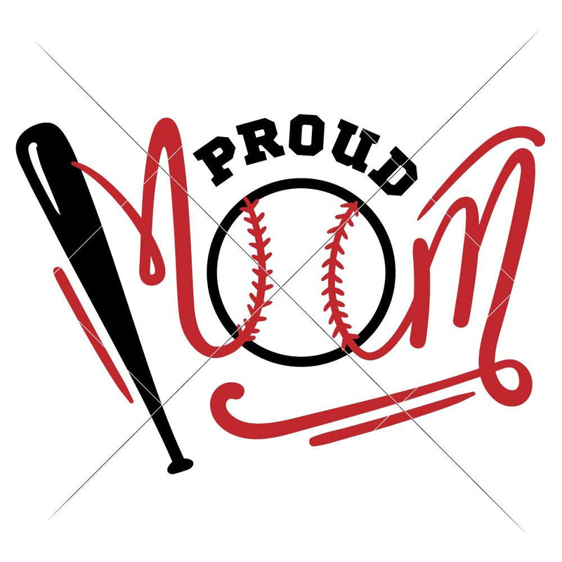 Proud Baseball Mom with bat and ball svg png dxf eps SVG DXF PNG Cutting File