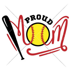 Proud Softball Mom with bat and ball svg png dxf eps SVG DXF PNG Cutting File