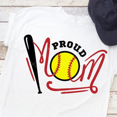 Proud Softball Mom with bat and ball svg png dxf eps SVG DXF PNG Cutting File