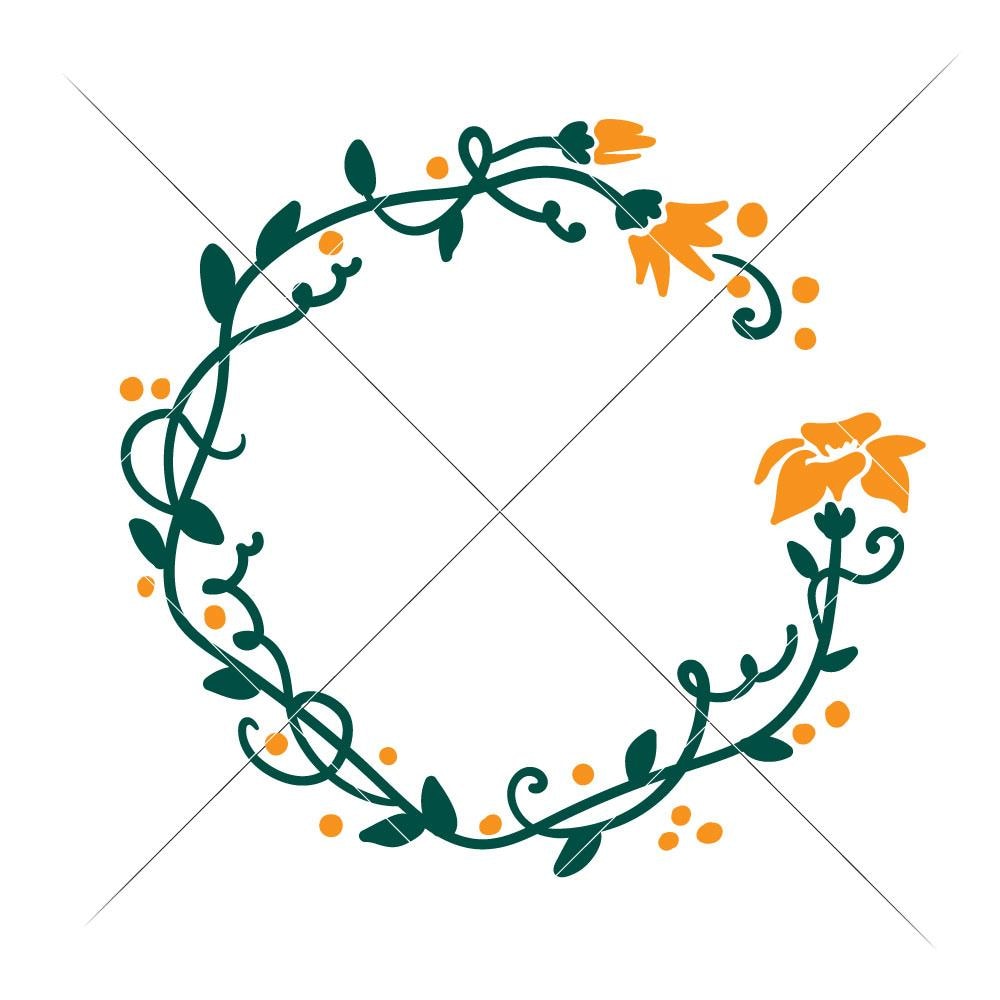 Autumn Flower Wreath Frame SVG File for Cricut & Silhouette