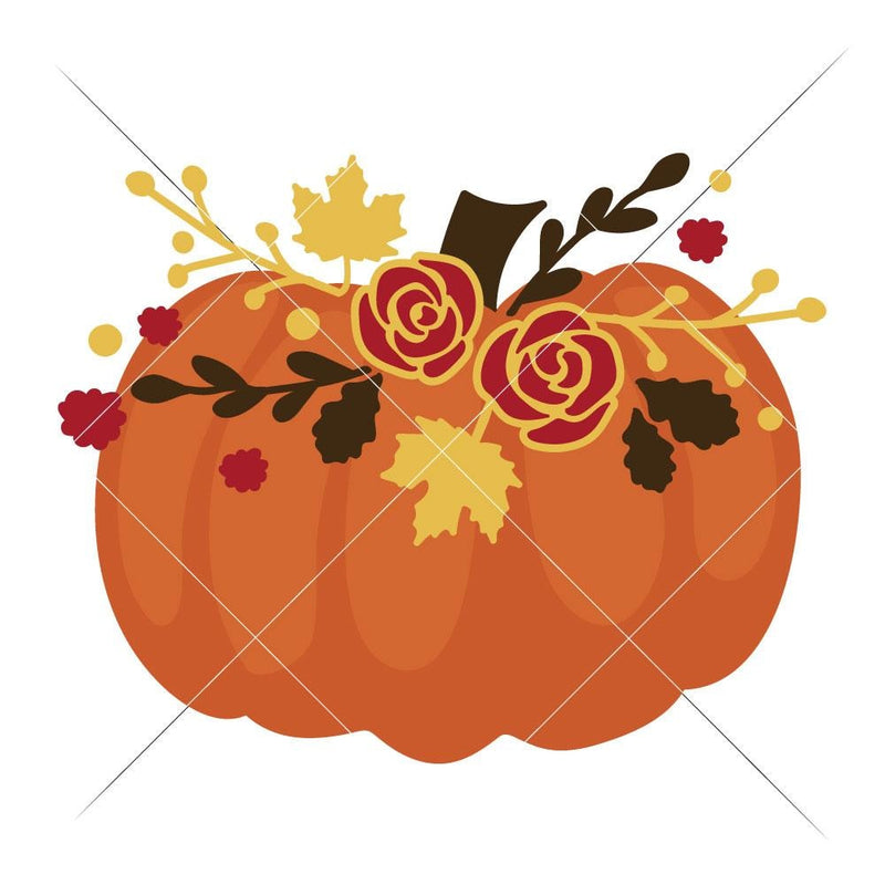 Pumpkin With Flowers Svg Png Dxf Eps Svg Dxf Png Cutting File