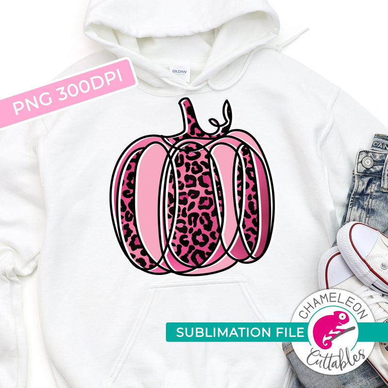 Fall Pumpkin with Leopard print pink pumpkin PNG file Sublimation PNG