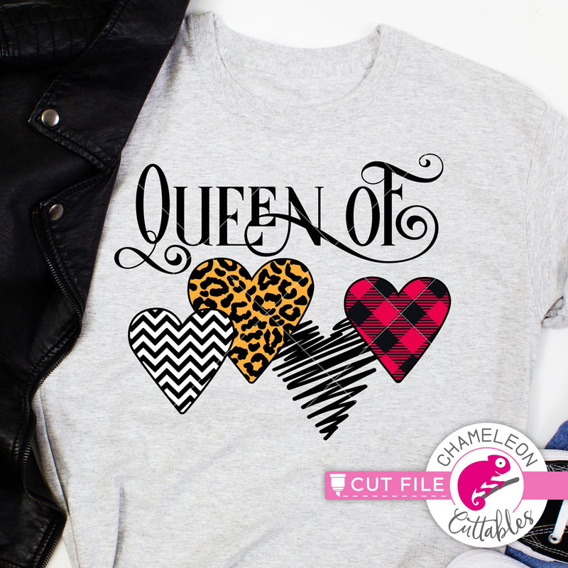 Queen of Hearts Pattern Valentines day svg png dxf eps jpeg SVG DXF PNG Cutting File