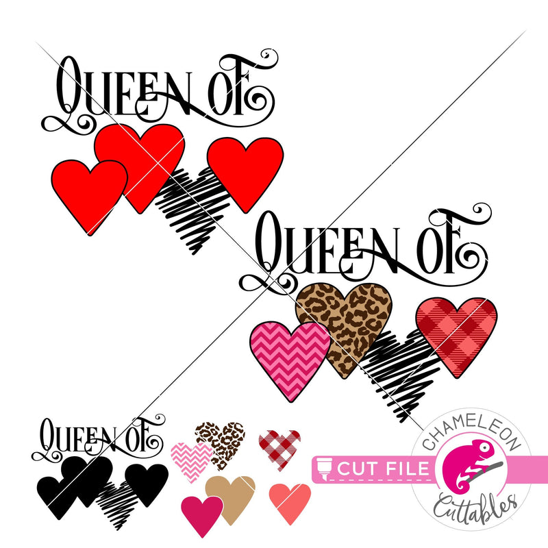 Queen of Hearts Pattern Valentines day svg png dxf eps jpeg SVG DXF PNG Cutting File