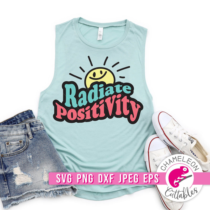 Radiate Positivity retro svg png dxf eps jpeg SVG DXF PNG Cutting File