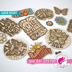 Retro Hippie Sticker Bundle for Laser cutter svg dxf eps pdf SVG DXF PNG Cutting File
