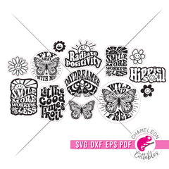 Retro Hippie Sticker Bundle for Laser cutter svg dxf eps pdf SVG DXF PNG Cutting File