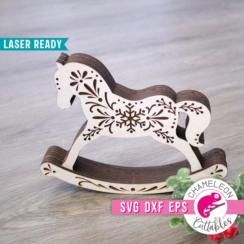 Rocking Horse Scandinavian Christmas svg dxf eps pdf SVG DXF PNG Cutting File