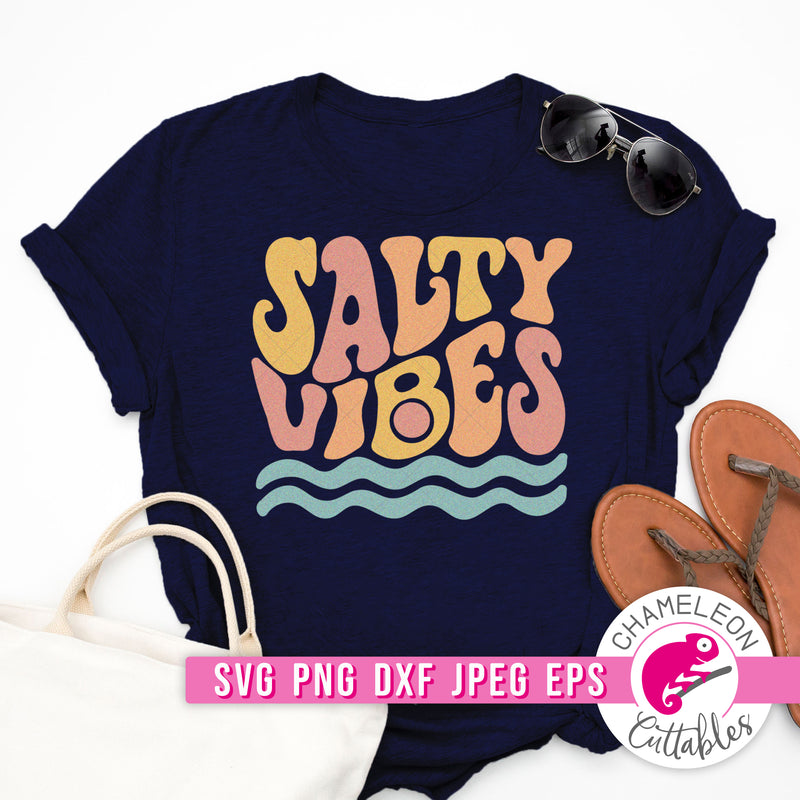 Salty Vibes Retro Summer Beach Ocean svg png dxf eps jpeg