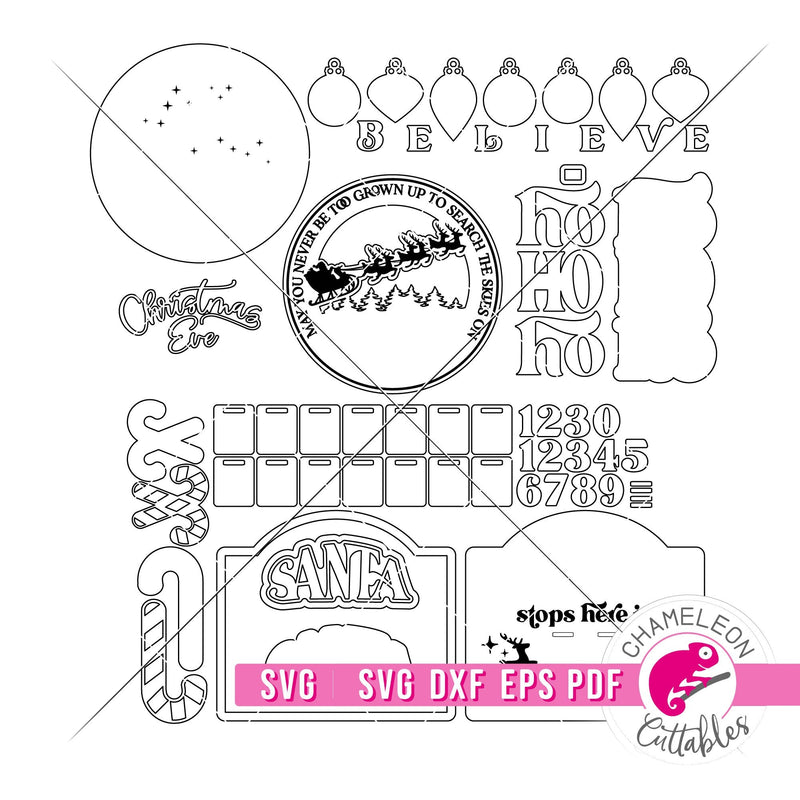 Santa Countdown Christmas Tray Design Bundle svg dxf eps pdf SVG DXF PNG Cutting File