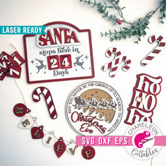 Santa Countdown Christmas Tray Design Bundle svg dxf eps pdf SVG DXF PNG Cutting File