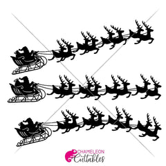Santa Sleigh With Reindeer Svg Png Dxf Eps Svg Dxf Png Cutting File