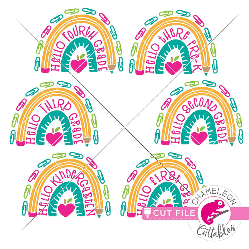 School Rainbow grades Back to School Bundle svg png dxf eps jpeg SVG DXF PNG Cutting File
