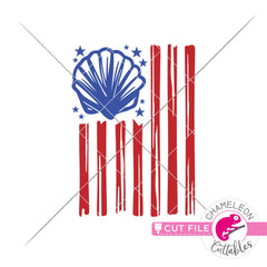 Sea Shell American Flag patriotic 4th of July Beach svg png dxf eps jpeg SVG DXF PNG Cutting File