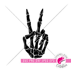 Peace Sign Skeleton Hand Halloween svg png dxf eps jpeg