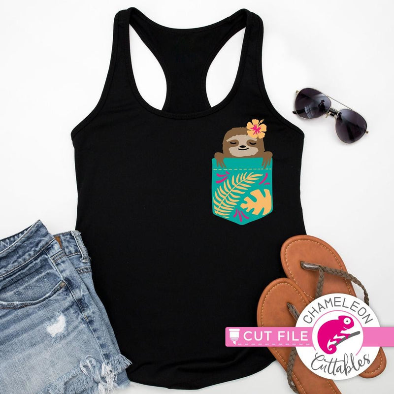 Sloth Pocket Tropical svg png dxf eps SVG DXF PNG Cutting File