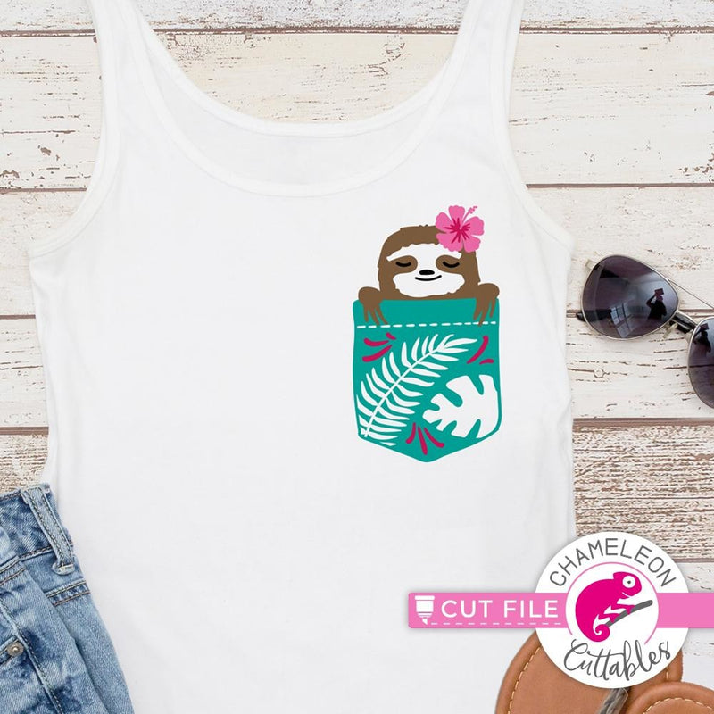 Sloth Pocket Tropical svg png dxf eps SVG DXF PNG Cutting File