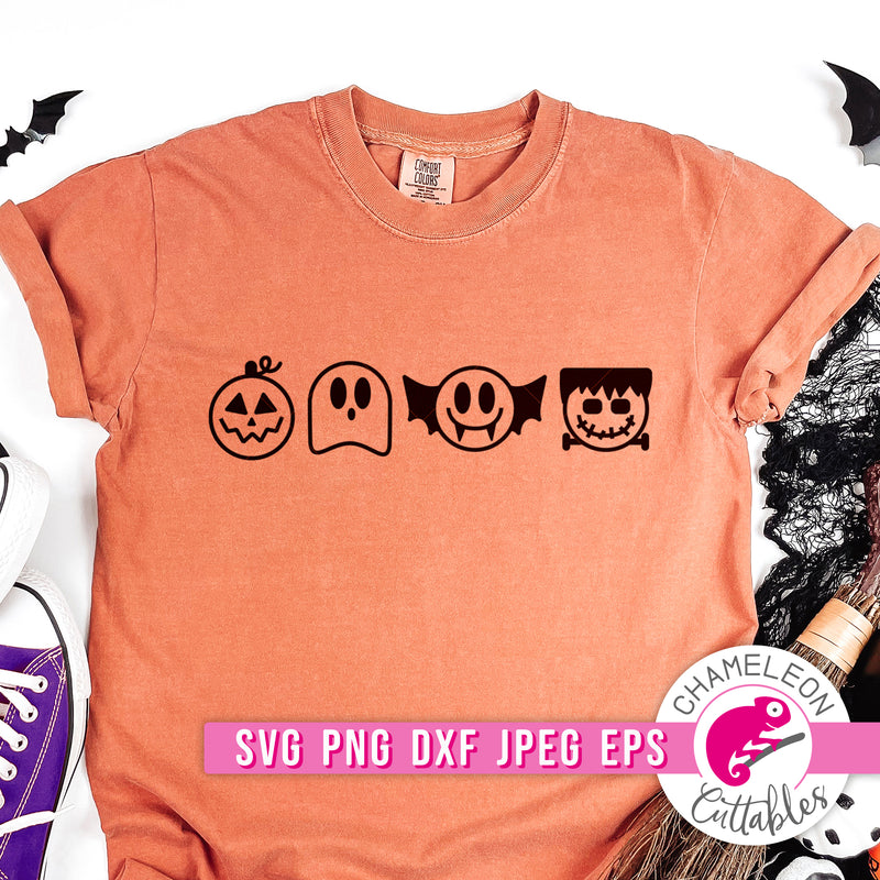 Halloween Characters Smiling Faces cute svg png dxf eps jpeg