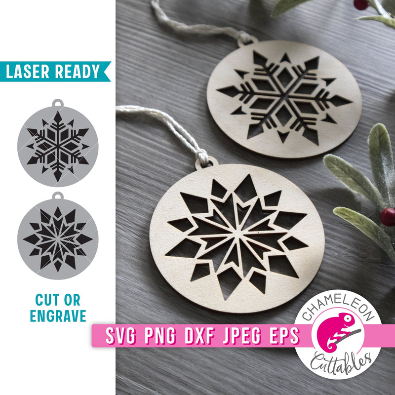 Snowflake Christmas Ornaments Laser svg png dxf eps jpeg SVG DXF PNG Cutting File