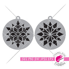 Snowflake Christmas Ornaments Laser svg png dxf eps jpeg SVG DXF PNG Cutting File