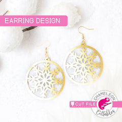 Snowflake Circle Earring Template svg png dxf eps SVG DXF PNG Cutting File