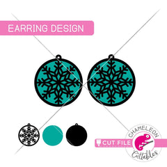 Snowflake Circle Earring Template svg png dxf eps SVG DXF PNG Cutting File