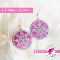 Snowflake Circle Earring Template svg png dxf eps SVG DXF PNG Cutting File