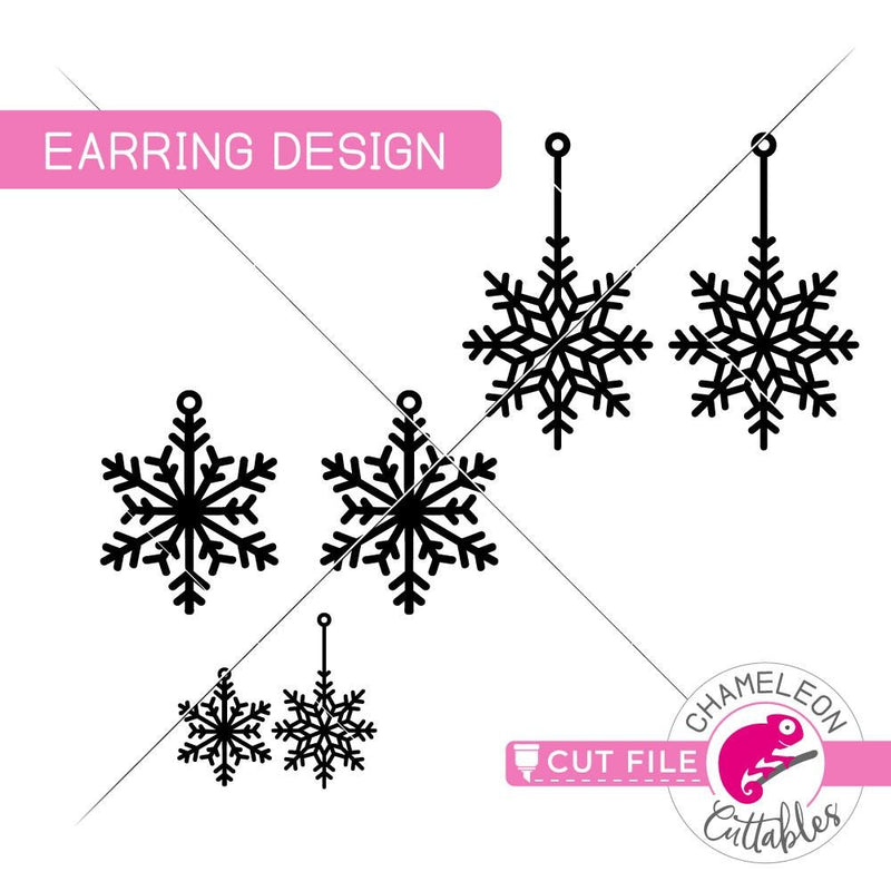 Snowflake Earring Template svg png dxf eps SVG DXF PNG Cutting File