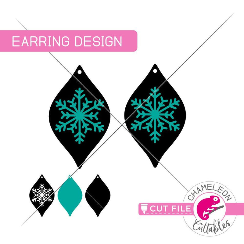 snowflake leaf earring template svg png dxf eps earrings chameleon cuttables
