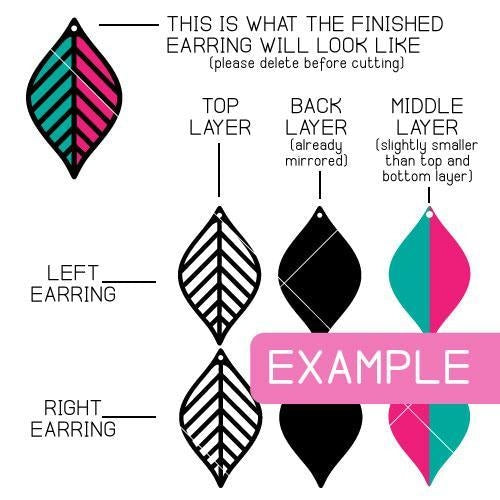 Snowflake Leaf Earring Template svg png dxf eps SVG DXF PNG Cutting File