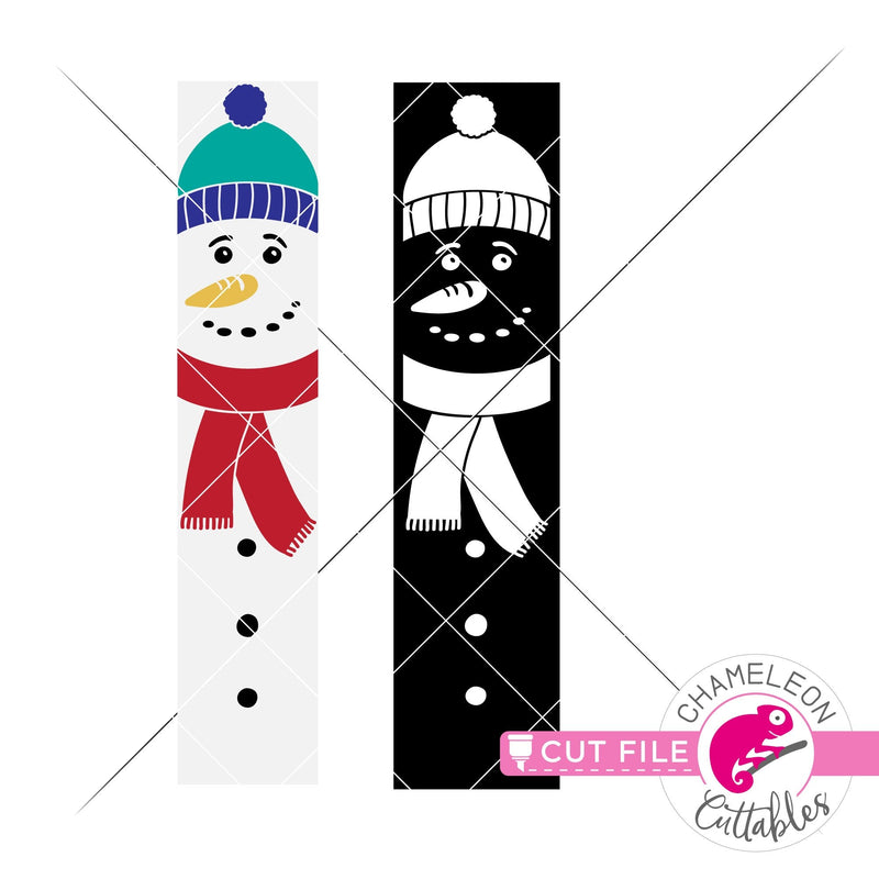 Snowman Winter Christmas porch sign vertical svg png dxf SVG DXF PNG Cutting File