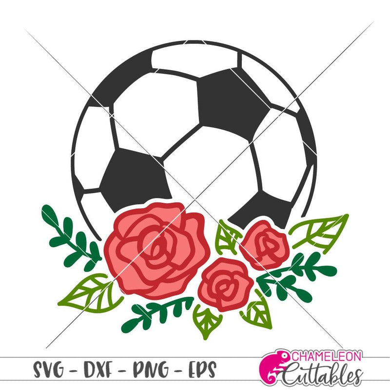 Soccer Ball with Flowers mc svg png dxf eps SVG DXF PNG Cutting File