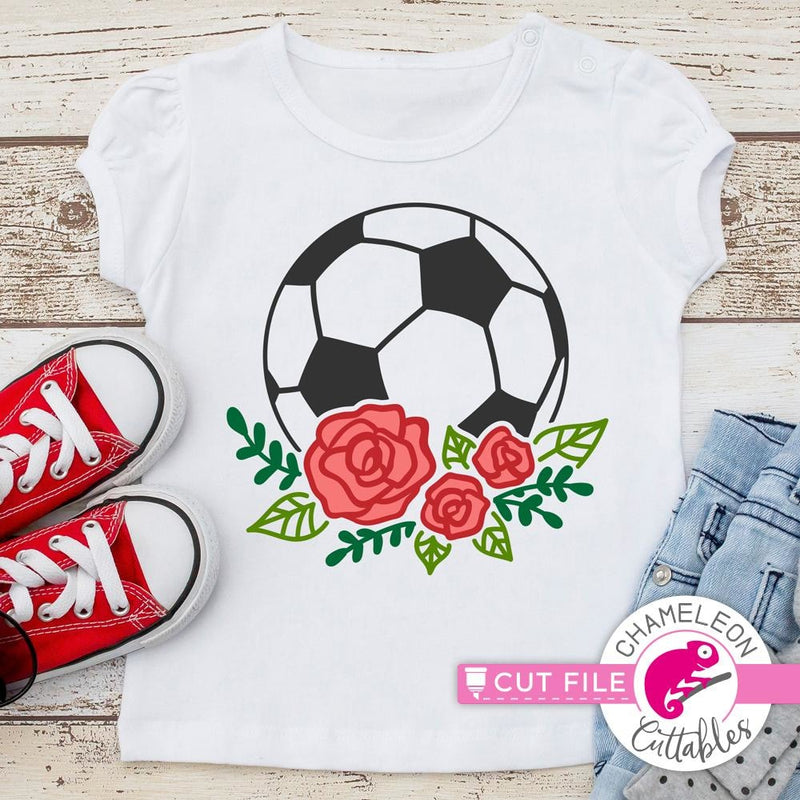 Soccer Ball with Flowers mc svg png dxf eps SVG DXF PNG Cutting File