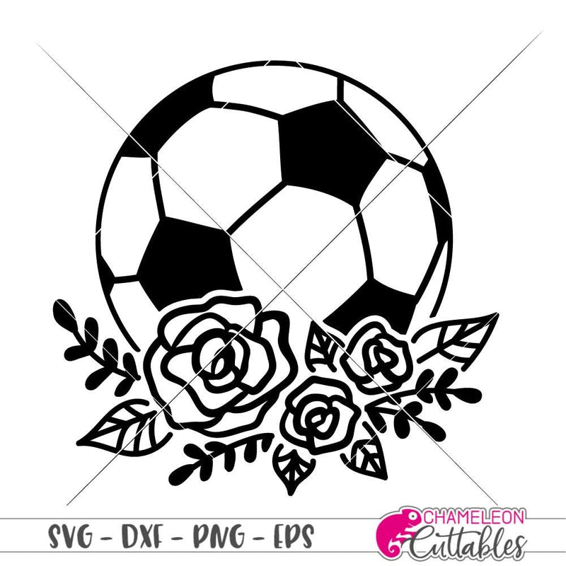 Soccer Ball with Flowers svg png dxf eps SVG DXF PNG Cutting File