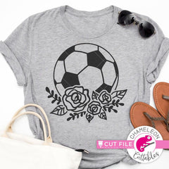 Soccer Ball with Flowers svg png dxf eps SVG DXF PNG Cutting File