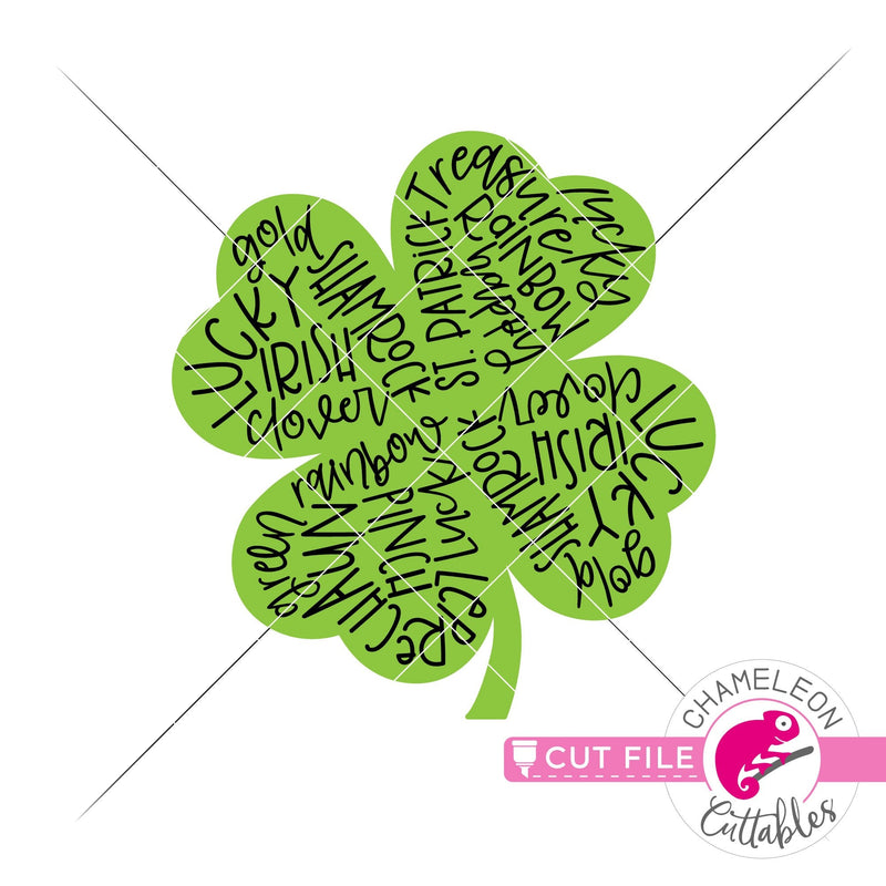 St. Patrick’s Day lucky clover subway art svg png dxf eps jpeg SVG DXF PNG Cutting File