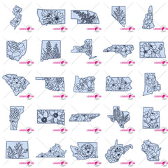 State Flower SVG Bundle 50 State designs SVG DXF PNG Cutting File