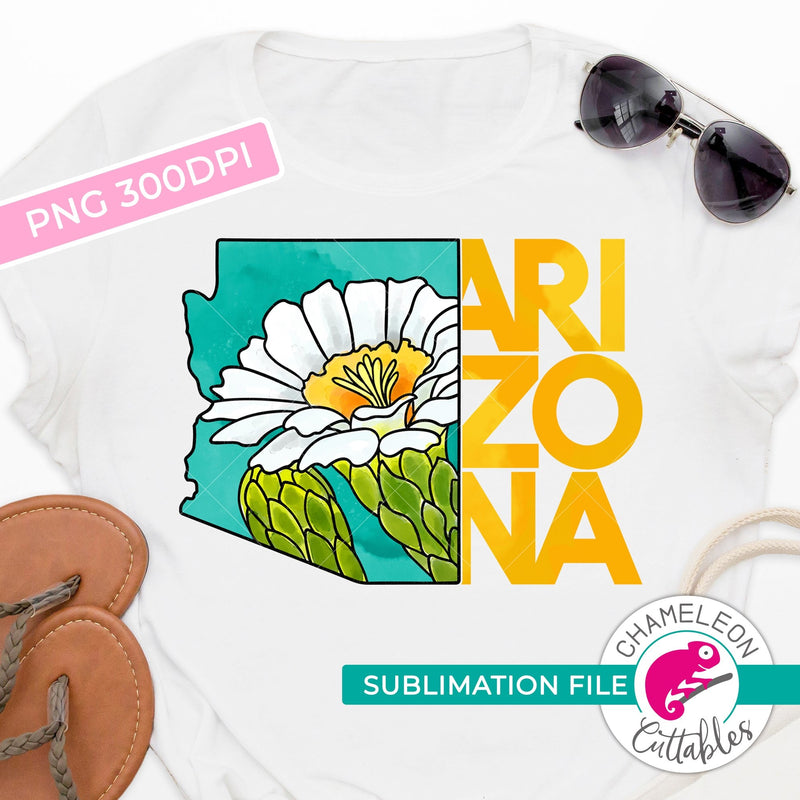 Sublimation design Arizona state flower saguaro blossom watercolor square PNG file Sublimation PNG