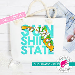 Sublimation design Florida state shape sunshine state orange blossom PNG file Sublimation PNG