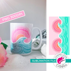 Sublimation design for Mug Ocean Wave Sun PNG file Sublimation PNG