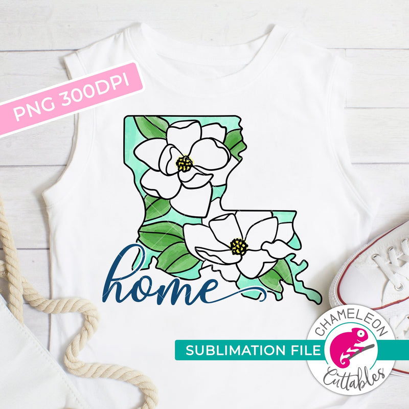 Sublimation design Home Louisiana state flower magnolia watercolor PNG file Sublimation PNG
