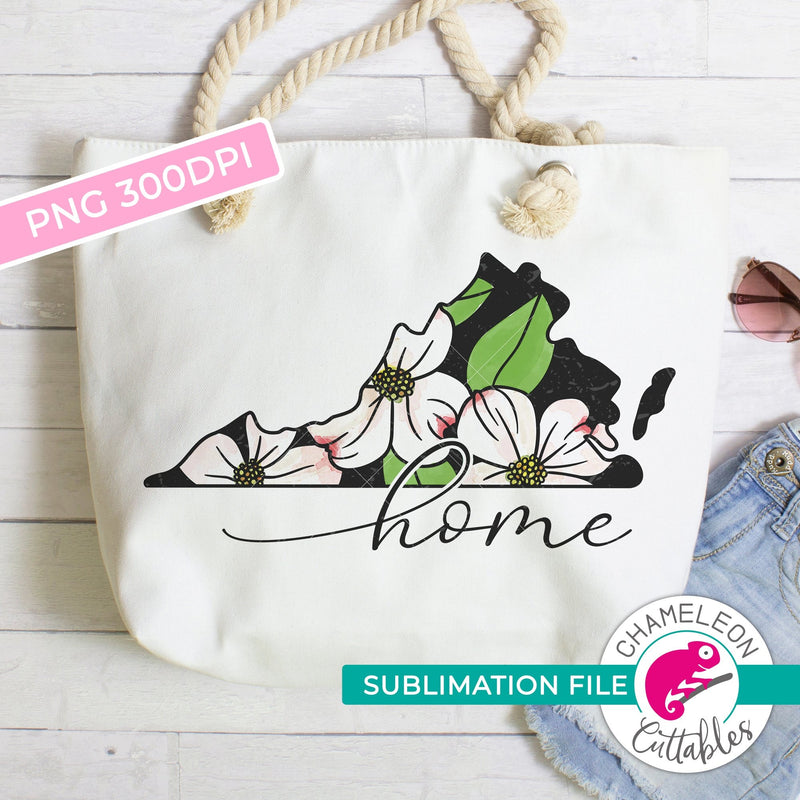 Sublimation design home Virginia state flower dogwood watercolor PNG file Sublimation PNG