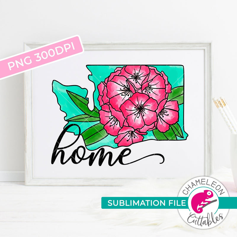Sublimation design home Washington state flower rhododendron watercolor PNG file Sublimation PNG