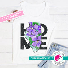 Sublimation design Illinois state shape home violet PNG file Sublimation PNG