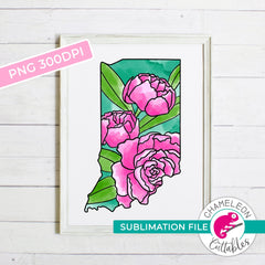 Sublimation design Indiana state flower peony watercolor PNG file Sublimation PNG