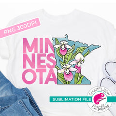 Sublimation design Minnesota state flower lady slipper pink watercolor PNG file Sublimation PNG