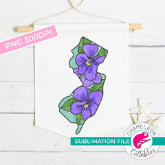 Sublimation design New Jersey state flower violet outline watercolor PNG file Sublimation PNG